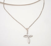 Diamonique Italia Cross Pendant with Chain Sterling Silver